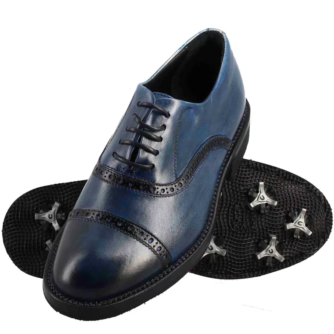 Hot Leonardo Shoes Scarpe Da Golf Da Donna Colore Dettagli Brogue Artigianali In Pelle Blu