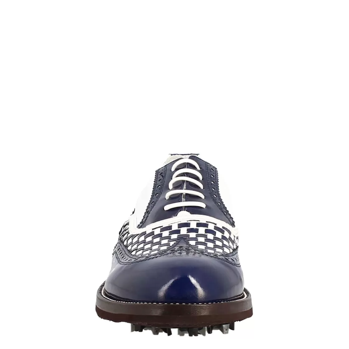 Flash Sale Leonardo Shoes Scarpe Da Golf Da Donna Colore E Bianco Dettagli Brogue Artigianali In Pelle Blu