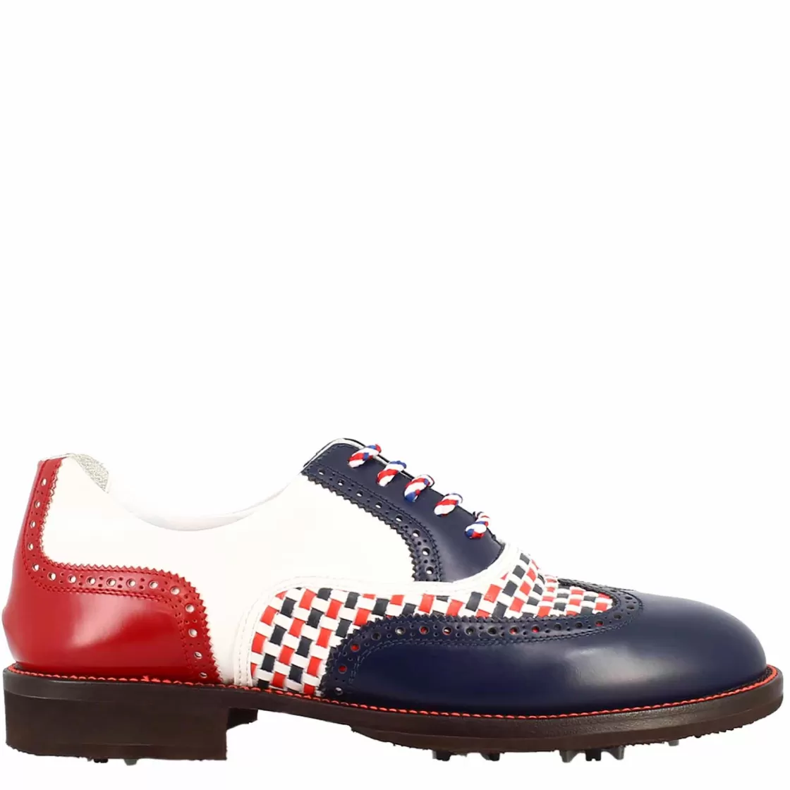 Clearance Leonardo Shoes Scarpe Da Golf Da Donna Colore E Rosso Dettagli Brogue Artigianali In Pelle Blu