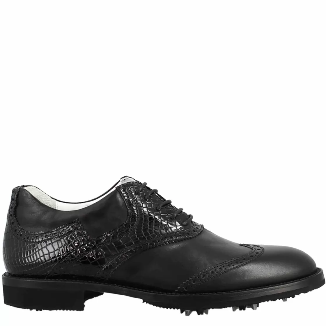 Best Leonardo Shoes Scarpe Da Golf Da Donna Colore Cocco Dettagli Brogue Artigianali In Pelle Nero