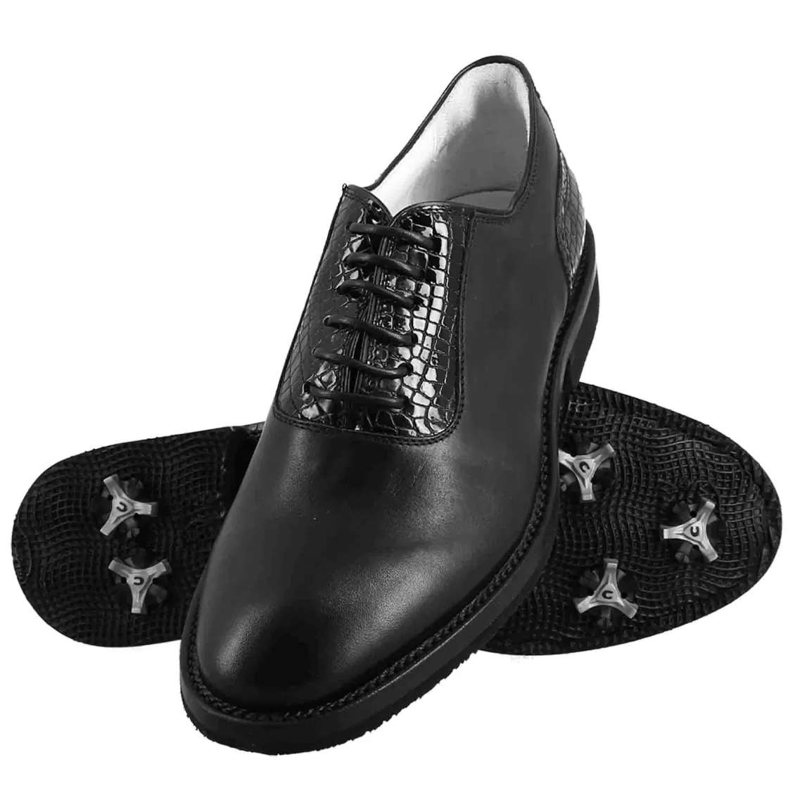 Clearance Leonardo Shoes Scarpe Da Golf Da Donna Colore Dettagli Brogue Artigianali In Pelle Nero