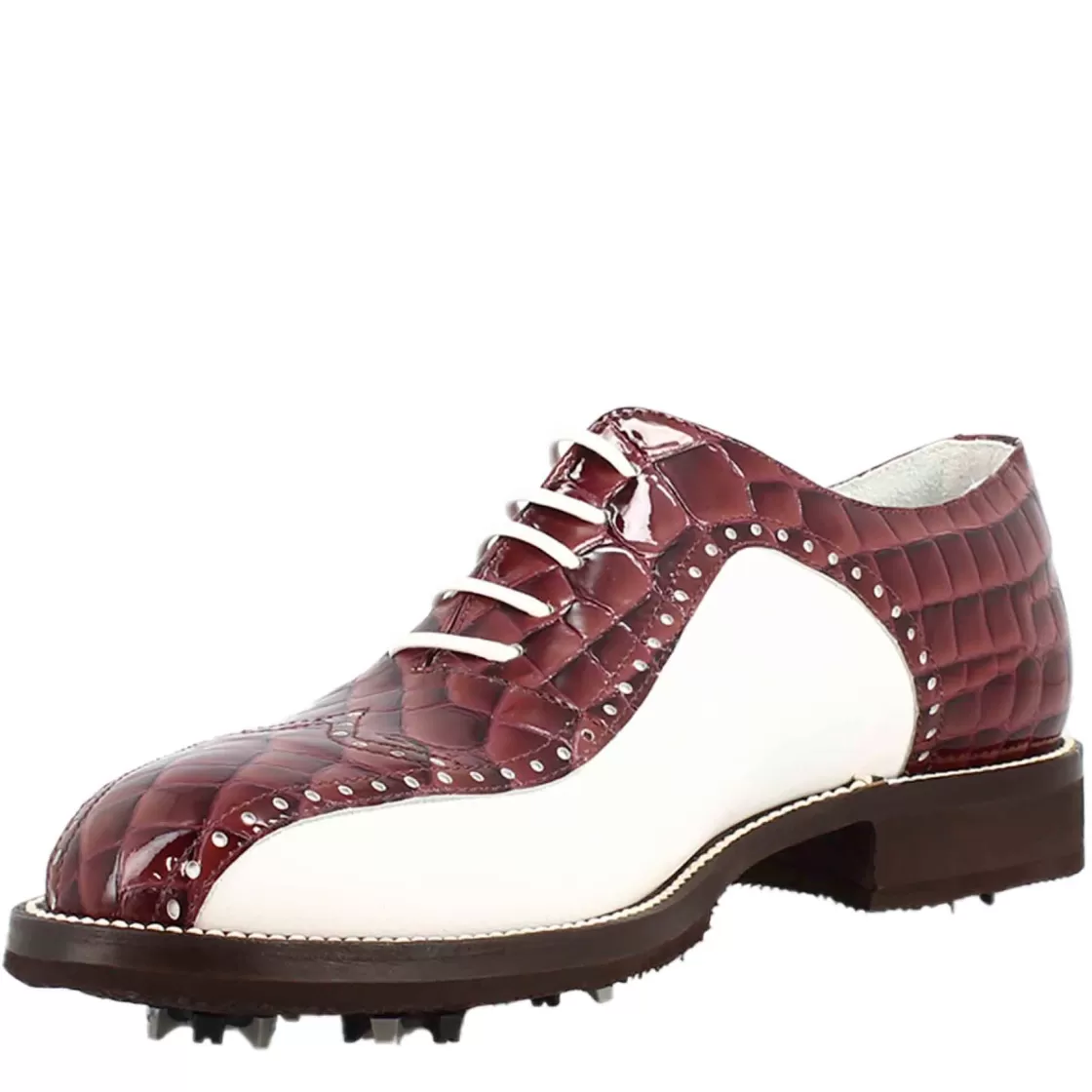Shop Leonardo Shoes Scarpe Da Golf Da Uomo Colore Bianco E Cocco Artigianali In Pelle Bordeaux