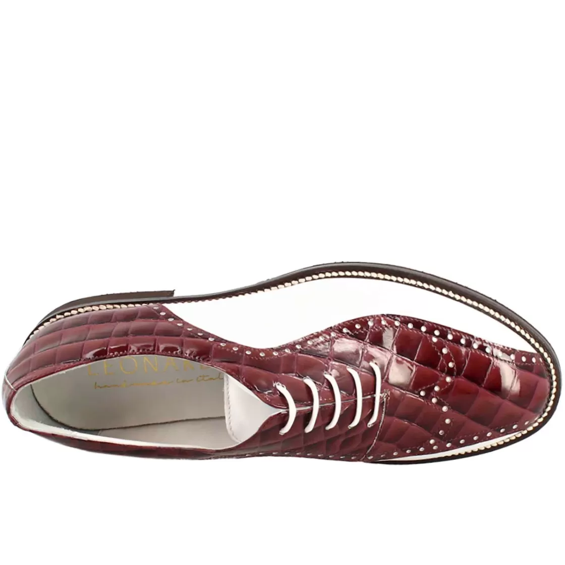 Shop Leonardo Shoes Scarpe Da Golf Da Uomo Colore Bianco E Cocco Artigianali In Pelle Bordeaux