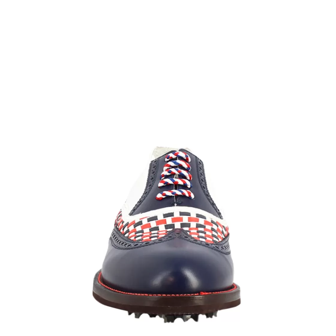 New Leonardo Shoes Scarpe Da Golf Da Uomo Colore E Rosso Dettagli Brogue Artigianali In Pelle Blu