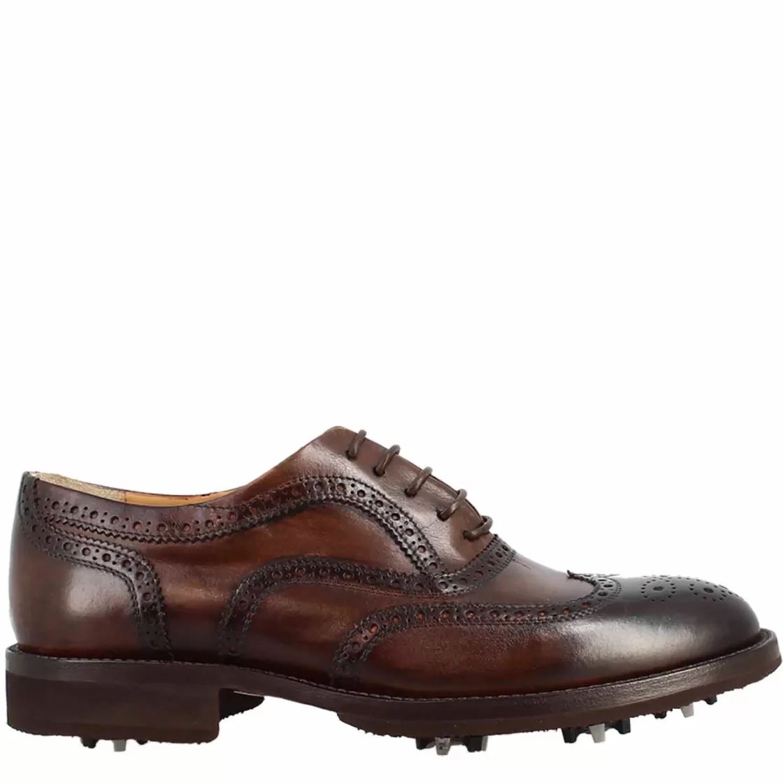 Online Leonardo Shoes Scarpe Da Golf Da Uomo Colore Dettagli Brogue Artigianali In Pelle Marrone