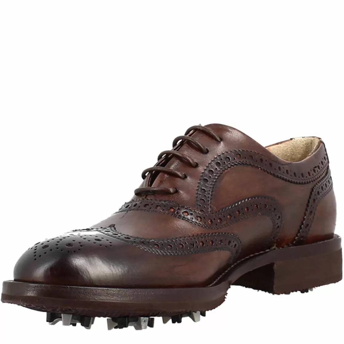 Online Leonardo Shoes Scarpe Da Golf Da Uomo Colore Dettagli Brogue Artigianali In Pelle Marrone