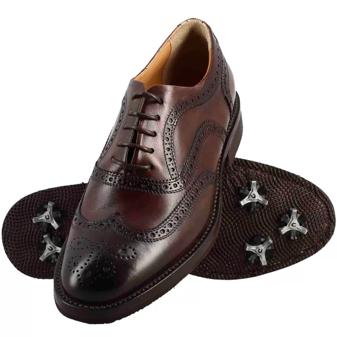 Online Leonardo Shoes Scarpe Da Golf Da Uomo Colore Dettagli Brogue Artigianali In Pelle Marrone