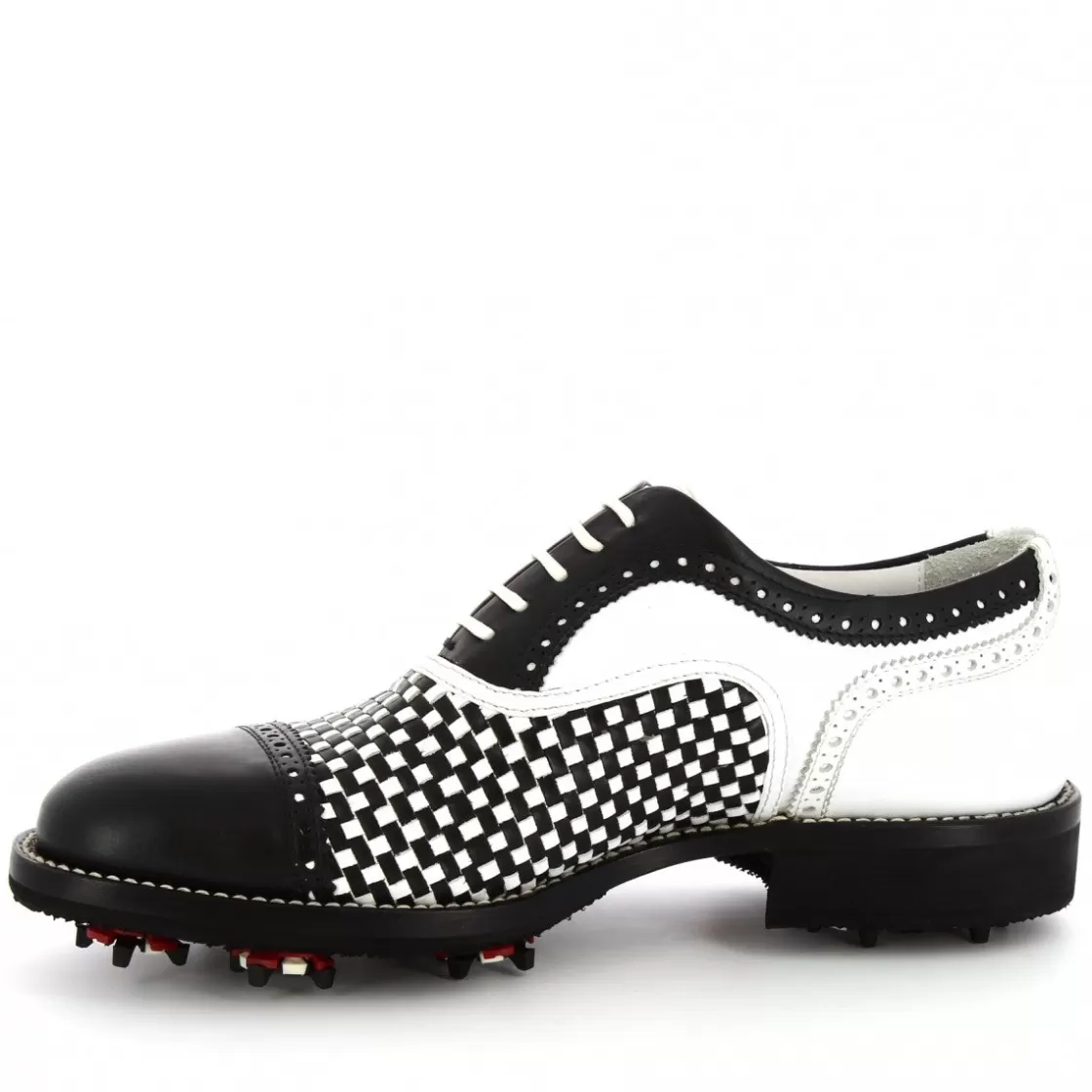 New Leonardo Shoes Scarpe Da Golf Donna Classiche Artigianali In Pelle Bianca Nera Nero