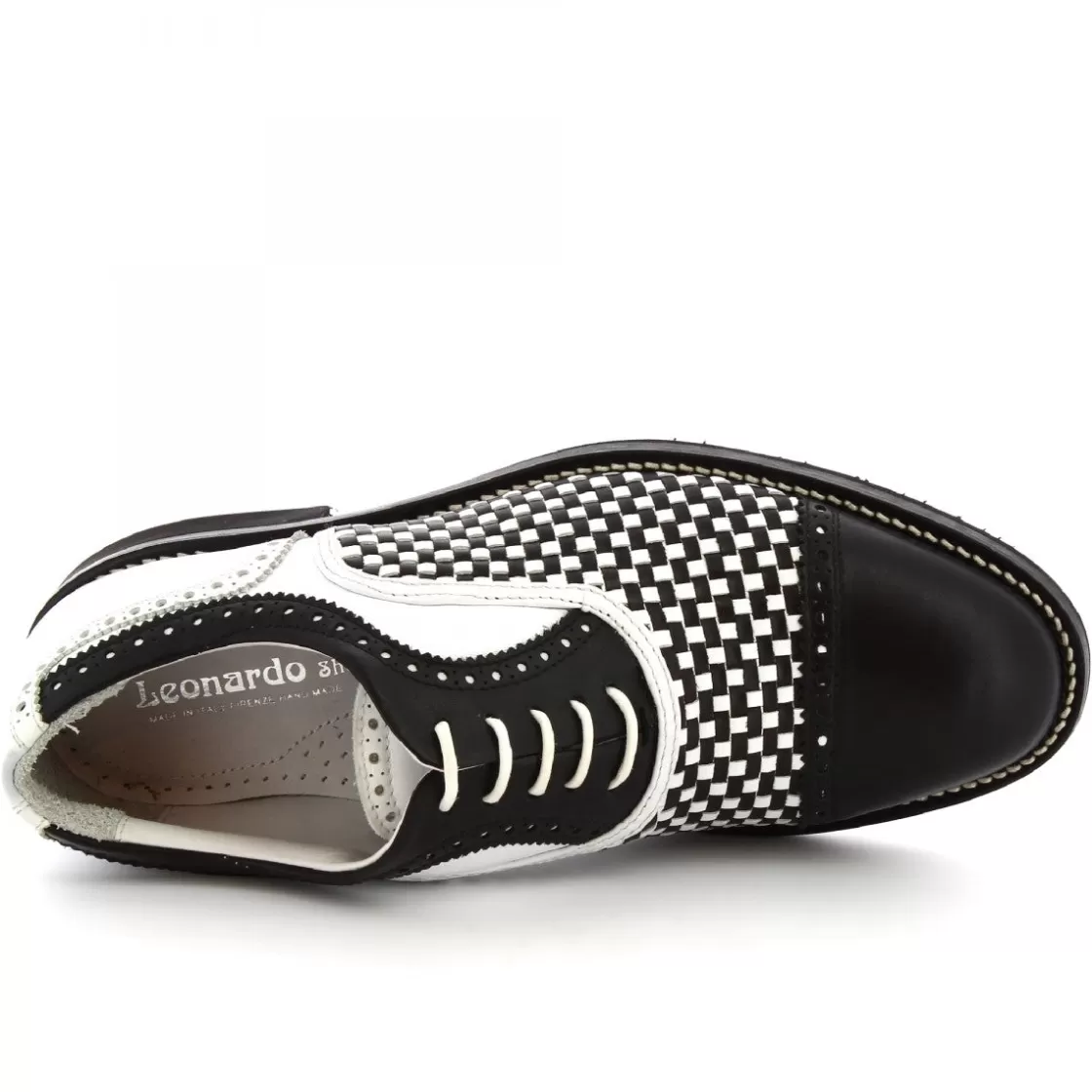 New Leonardo Shoes Scarpe Da Golf Donna Classiche Artigianali In Pelle Bianca Nera Nero
