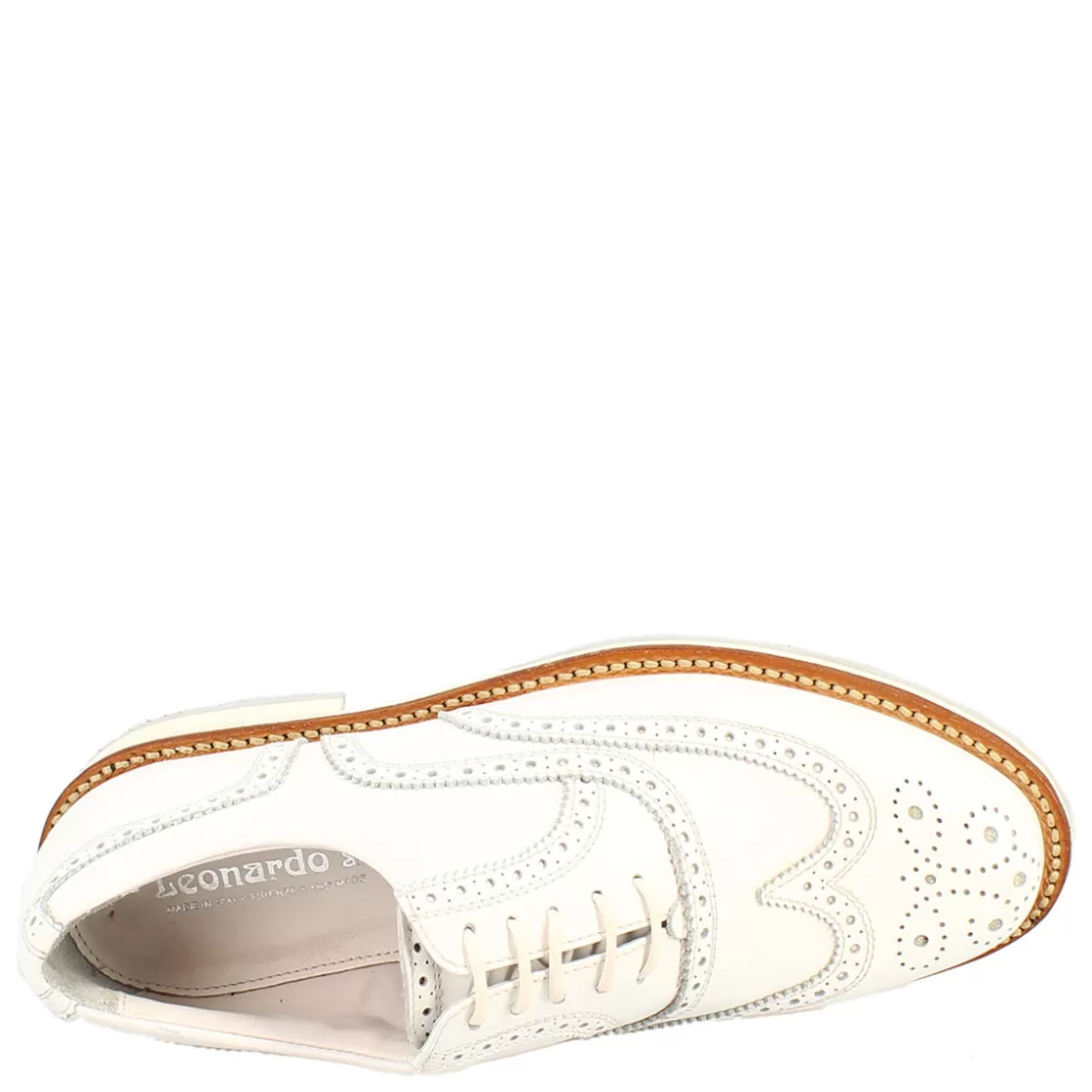 Online Leonardo Shoes Scarpe Da Golf Donna Classiche Brogues Artigianali In Pelle Bianca Bianco