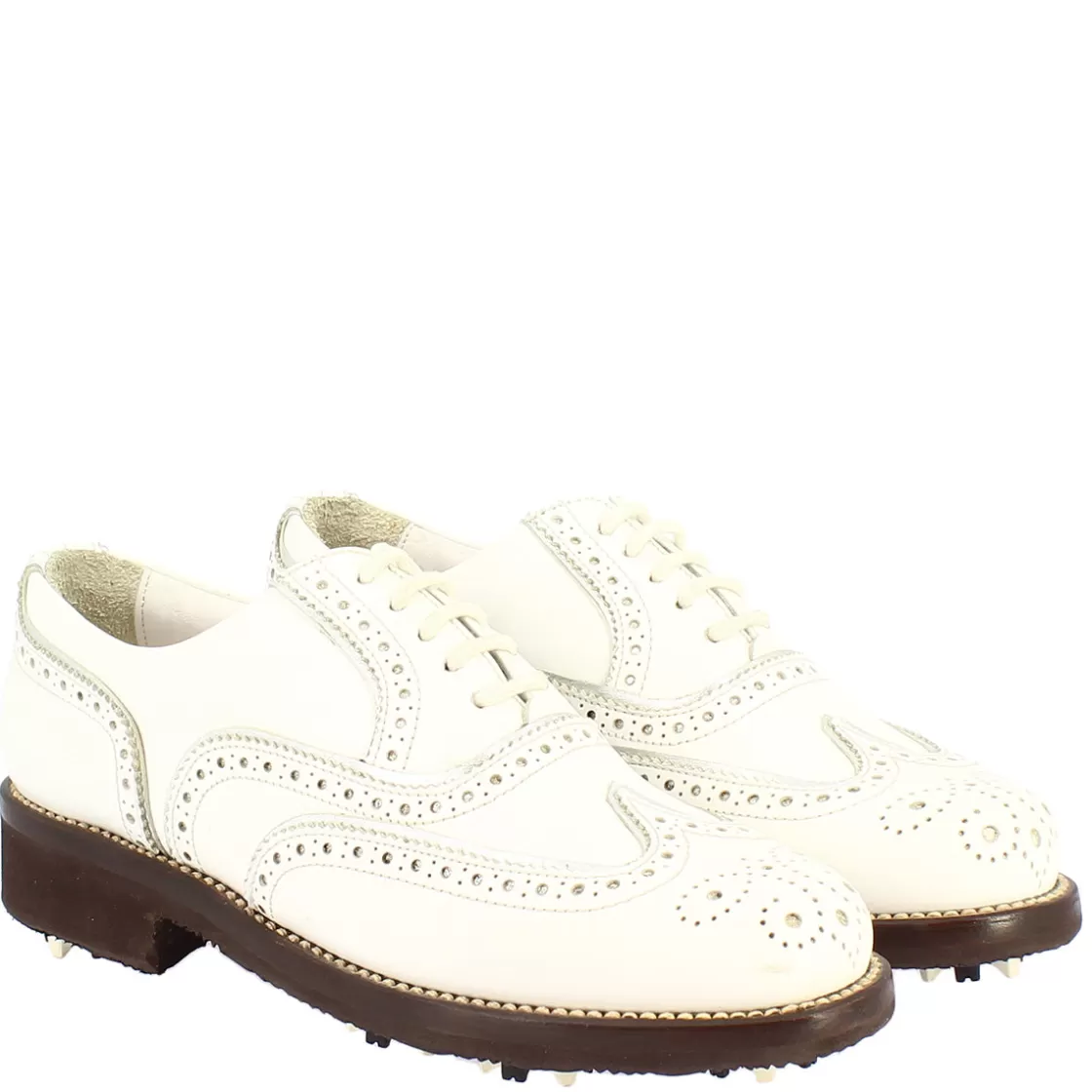 Shop Leonardo Shoes Scarpe Da Golf Donna Impermeabili Fatte A Mano In Pelle Bianca Bianco