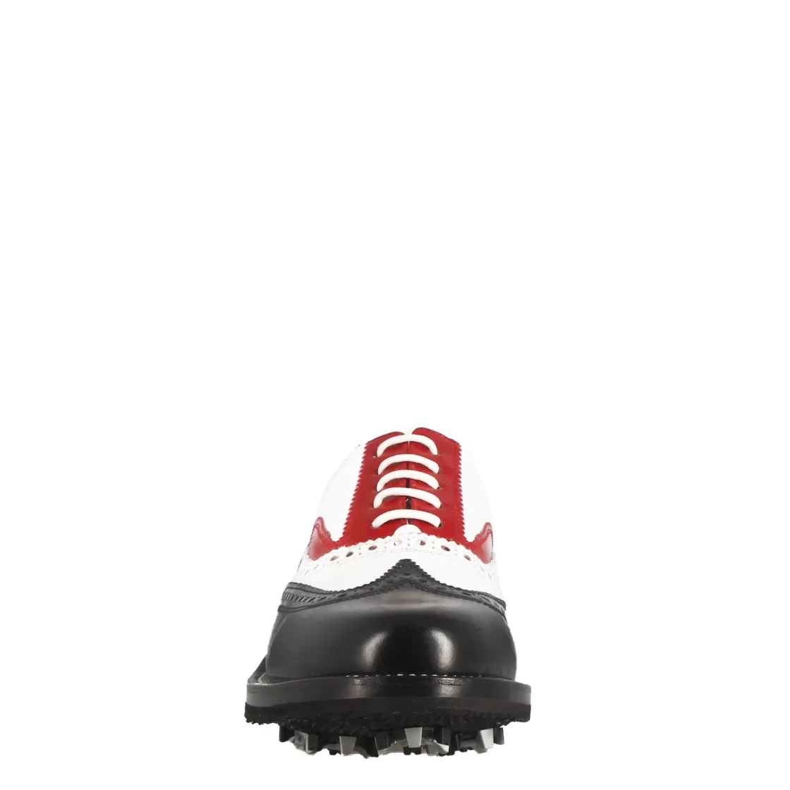 Outlet Leonardo Shoes Scarpe Da Golf Uomo Artigianali In Pelle Pieno Fiore Bianco Rosso Nero
