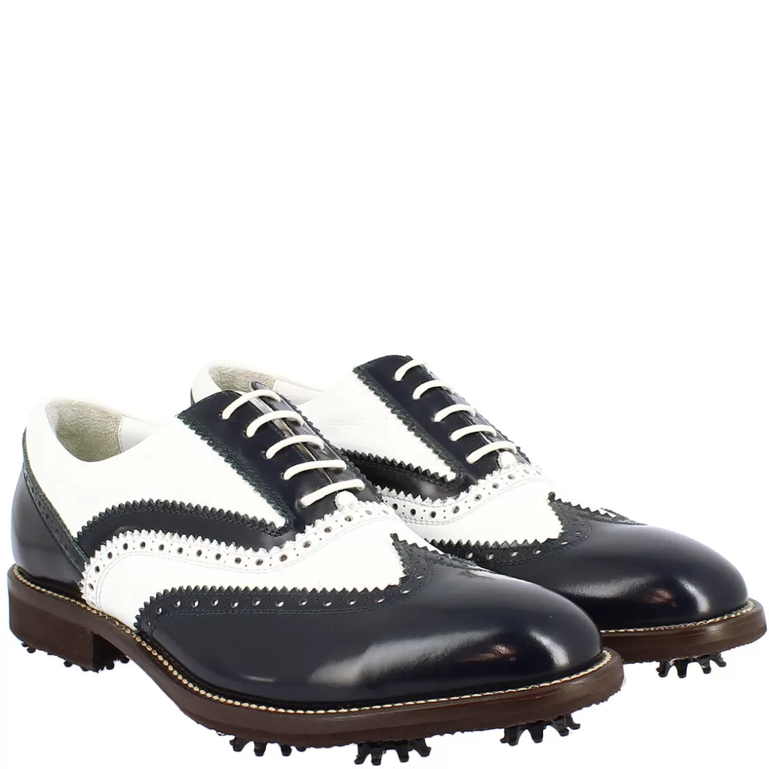 Flash Sale Leonardo Shoes Scarpe Da Golf Uomo Bicolore Bianco E In Pelle Blu