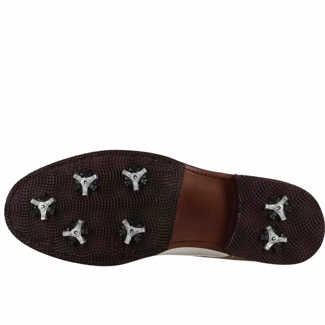Flash Sale Leonardo Shoes Scarpe Da Golf Uomo In Pelle Bicolore Bianca E Con Stampa Cocco Beige
