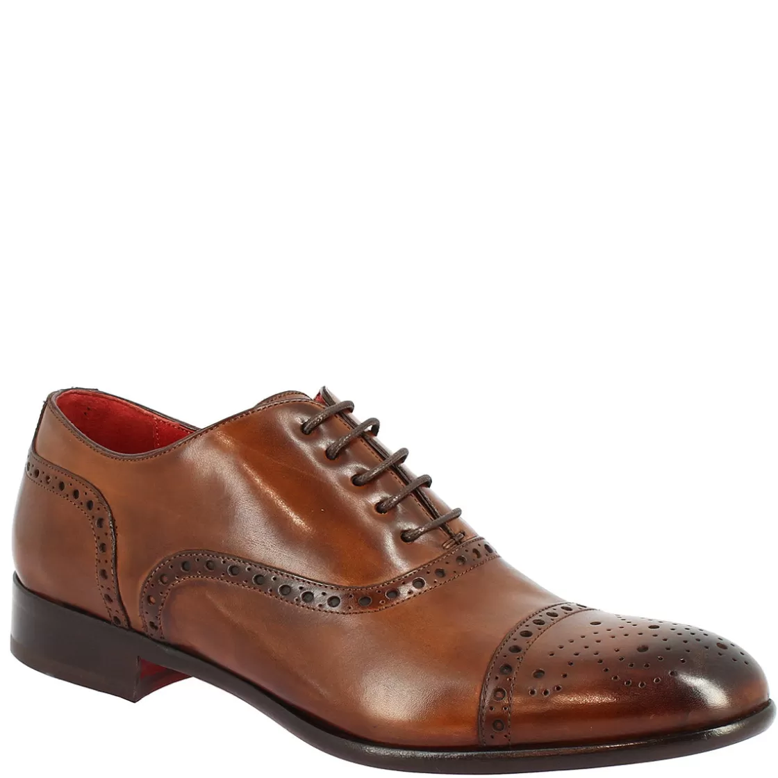 Flash Sale Leonardo Shoes Scarpe Da Uomo Stringate Francesine Fatte A Mano In Pelle Montecarlo Brandy Marrone