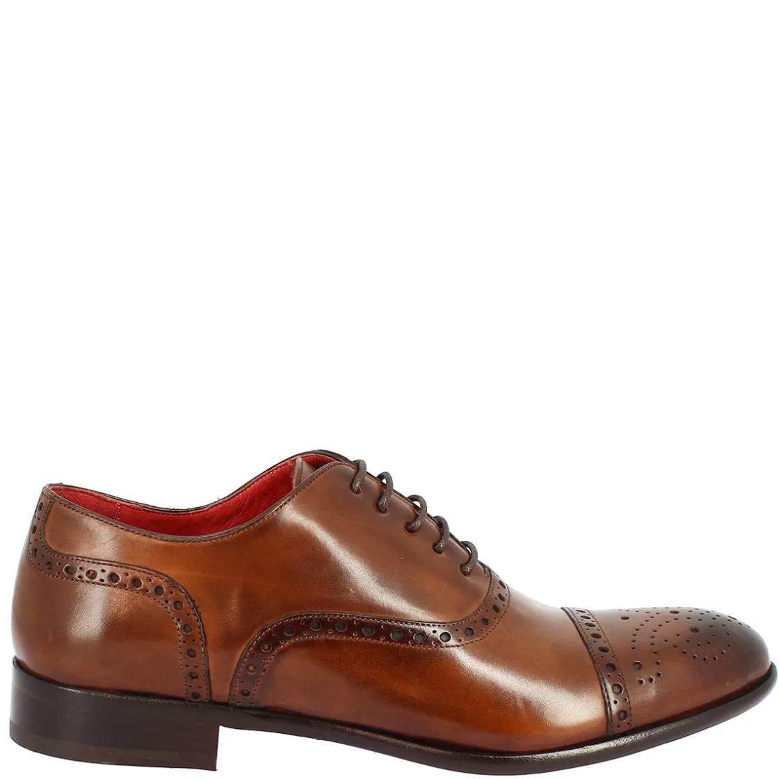 Flash Sale Leonardo Shoes Scarpe Da Uomo Stringate Francesine Fatte A Mano In Pelle Montecarlo Brandy Marrone