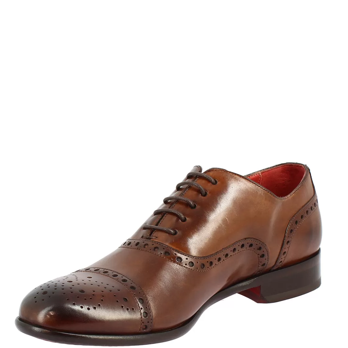 Flash Sale Leonardo Shoes Scarpe Da Uomo Stringate Francesine Fatte A Mano In Pelle Montecarlo Brandy Marrone