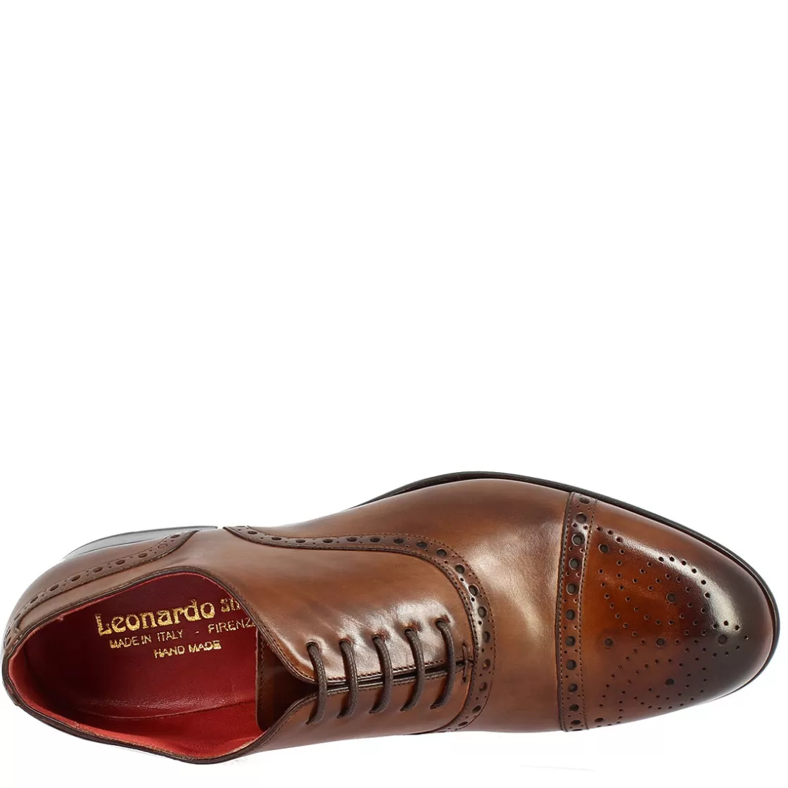 Flash Sale Leonardo Shoes Scarpe Da Uomo Stringate Francesine Fatte A Mano In Pelle Montecarlo Brandy Marrone