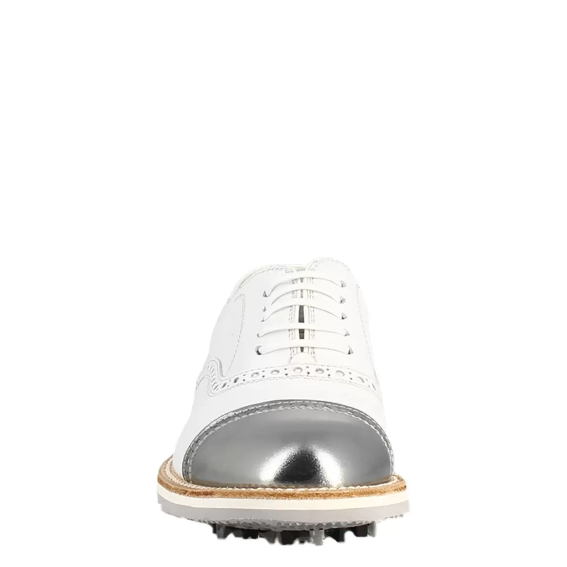 Shop Leonardo Shoes Scarpe Golf Da Donna Artigianali In Pelle E Dettagli In Argento Bianco