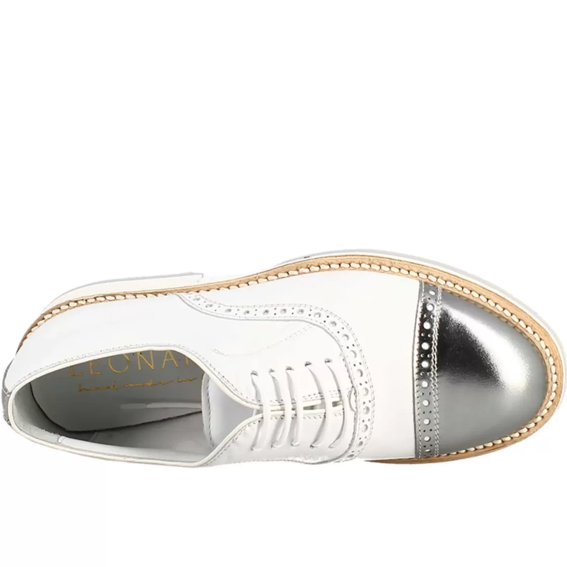 Shop Leonardo Shoes Scarpe Golf Da Donna Artigianali In Pelle E Dettagli In Argento Bianco