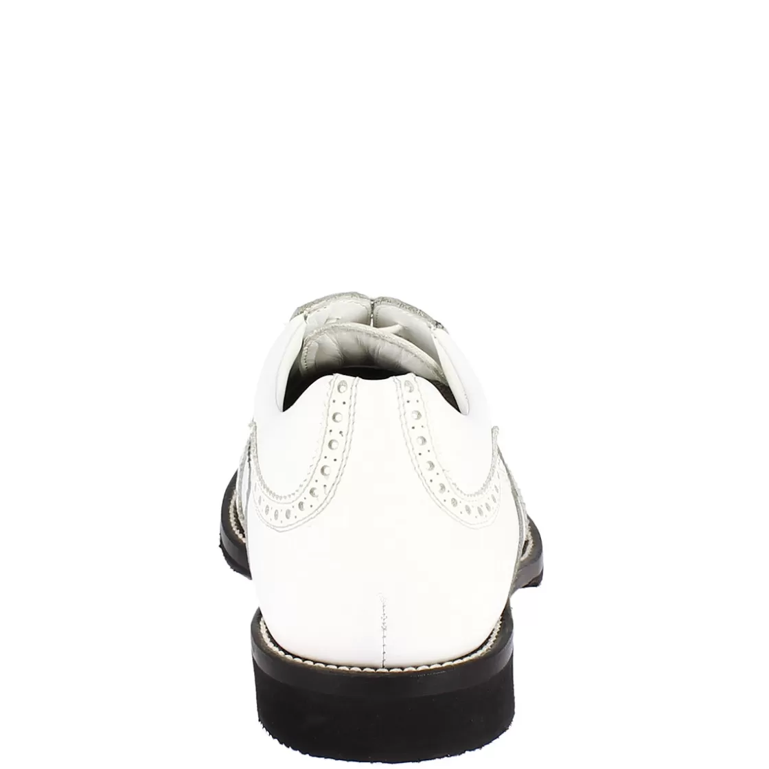 Hot Leonardo Shoes Scarpe Golf Donna Artigianali In Pelle Pieno Fiore Nero Bianco