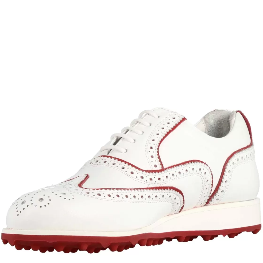 Sale Leonardo Shoes Scarpe Golf Fatte A Mano Da Uomo In Pelle Colore Con Dettagli Colore Rosso. Bianco