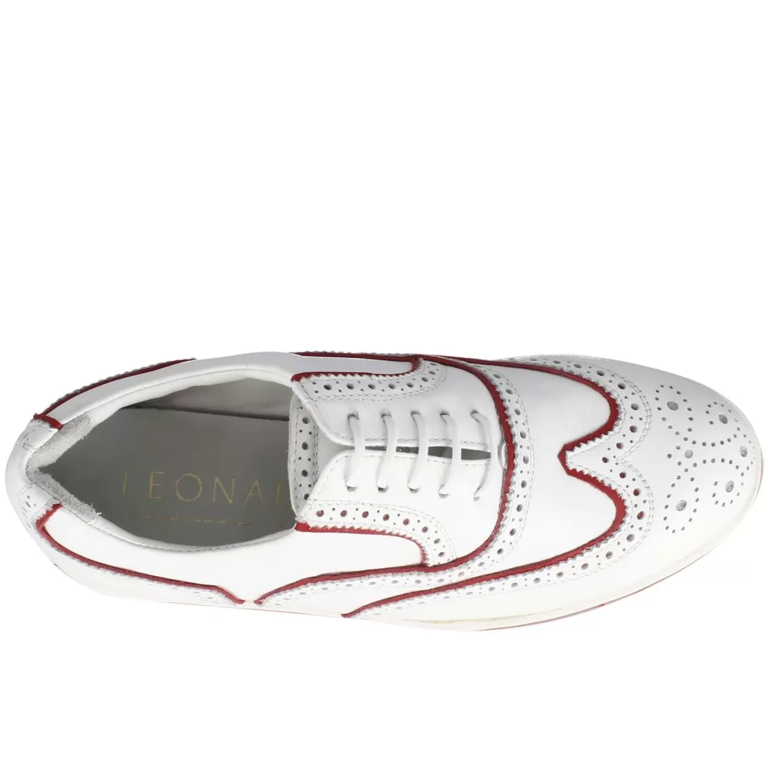 Sale Leonardo Shoes Scarpe Golf Fatte A Mano Da Uomo In Pelle Colore Con Dettagli Colore Rosso. Bianco