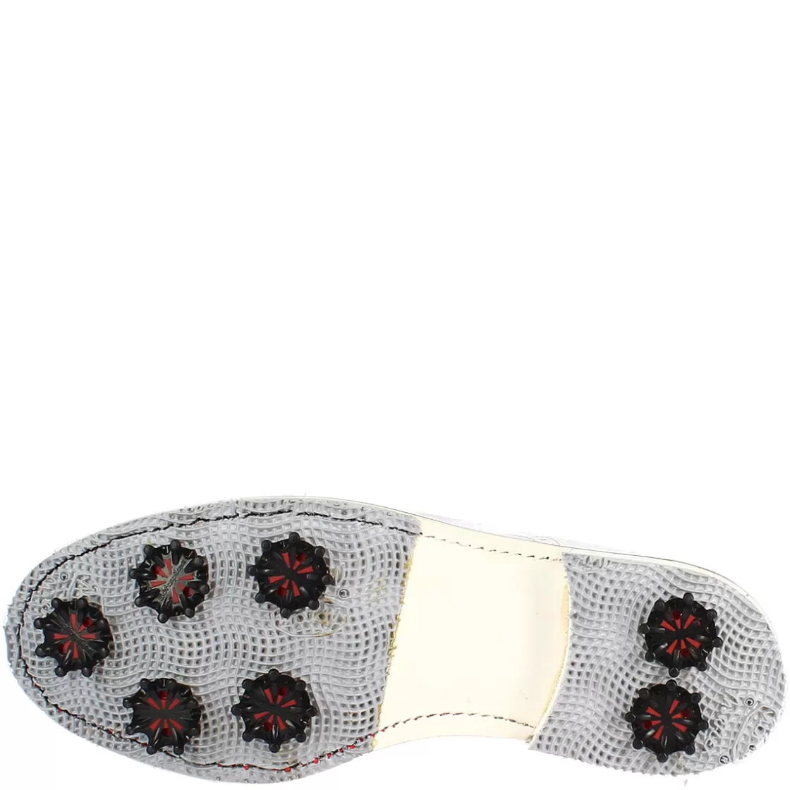 Outlet Leonardo Shoes Scarpe Golf Uomo Artigianali In Pelle Bianco Con Puntale Rosso