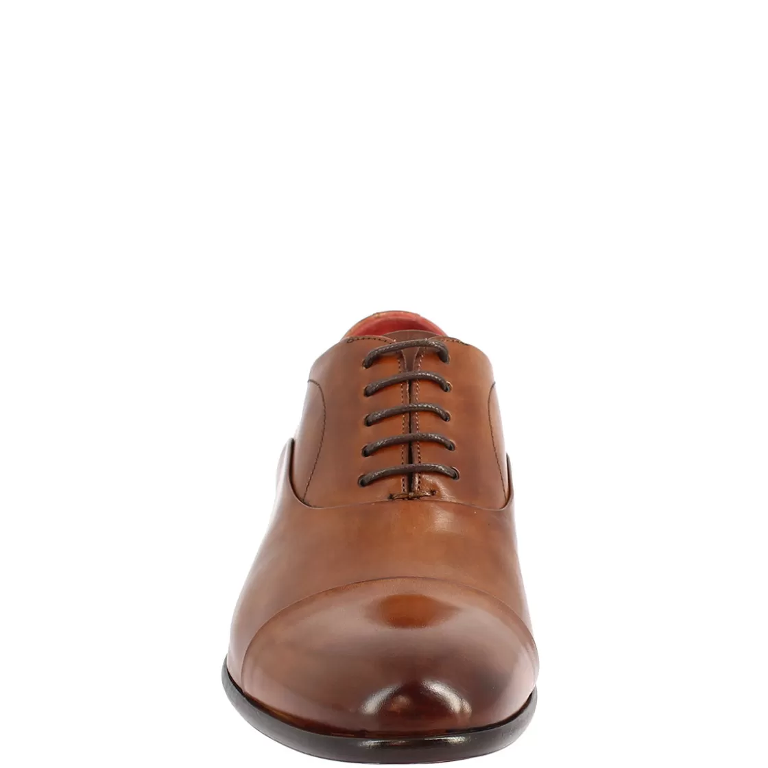 Outlet Leonardo Shoes Scarpe Stringate Da Uomo Francesine Fatte A Mano In Pelle Brandy Marrone