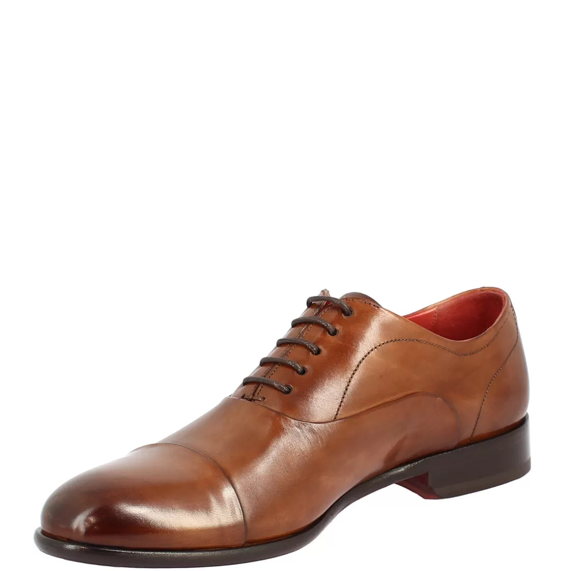 Outlet Leonardo Shoes Scarpe Stringate Da Uomo Francesine Fatte A Mano In Pelle Brandy Marrone