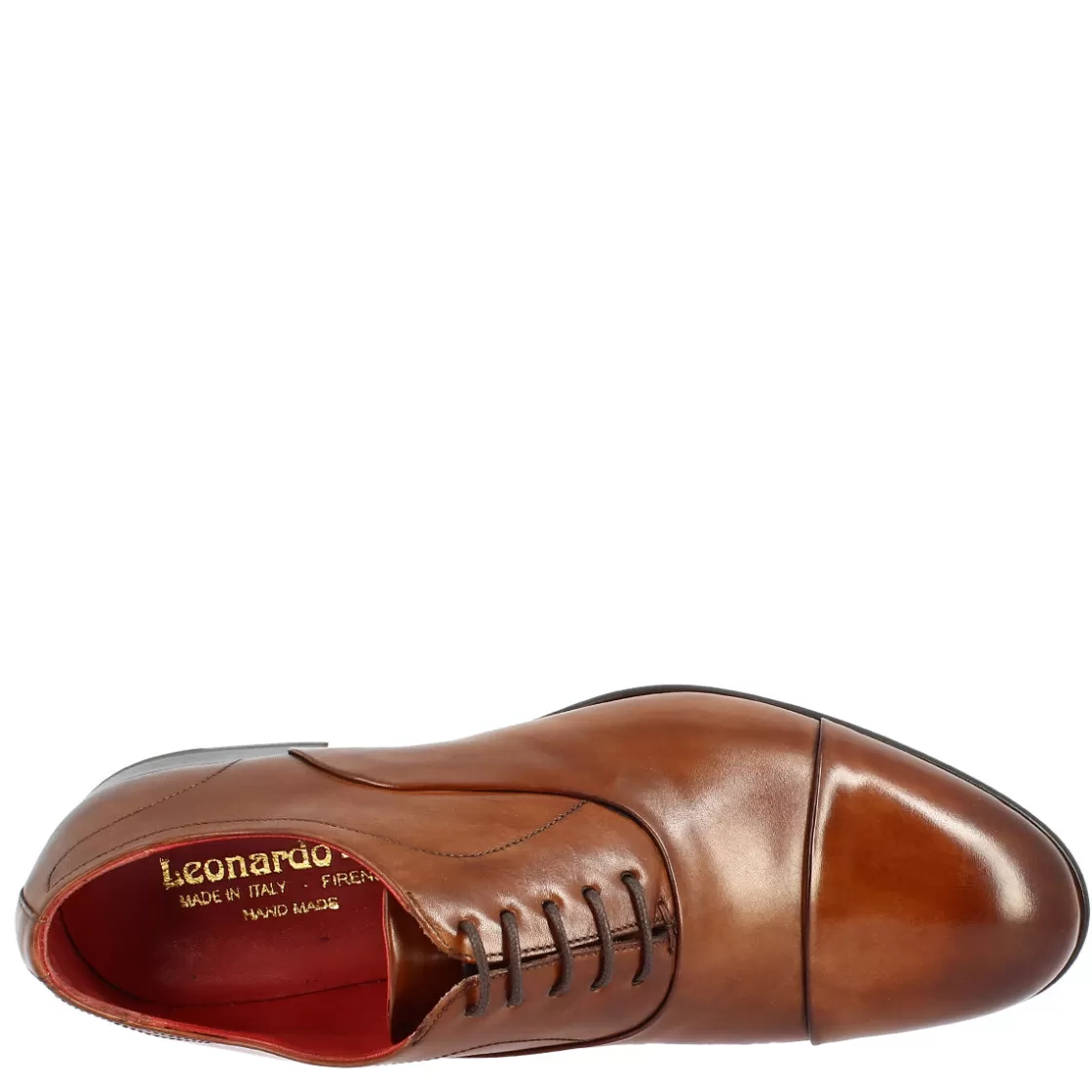 Outlet Leonardo Shoes Scarpe Stringate Da Uomo Francesine Fatte A Mano In Pelle Brandy Marrone