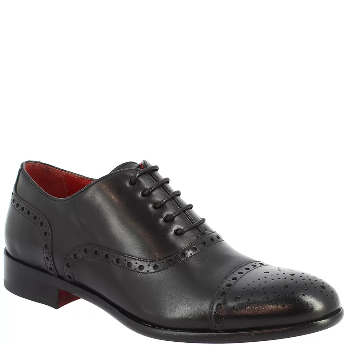 Hot Leonardo Shoes Scarpe Stringate Da Uomo Francesine Fatte A Mano In Pelle Nera Nero