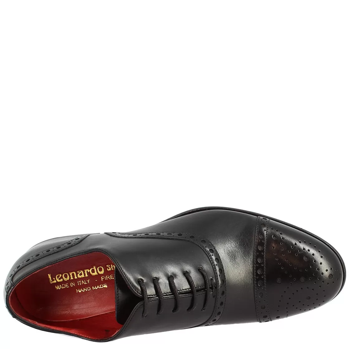 Hot Leonardo Shoes Scarpe Stringate Da Uomo Francesine Fatte A Mano In Pelle Nera Nero