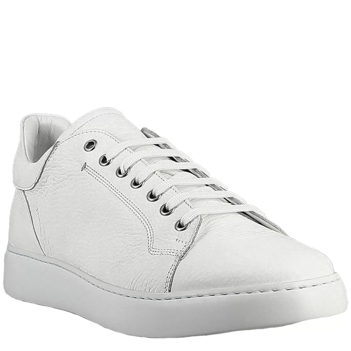 New Leonardo Shoes Sneaker Bianca Elegante Da Uomo In Pelle Liscia Bianco