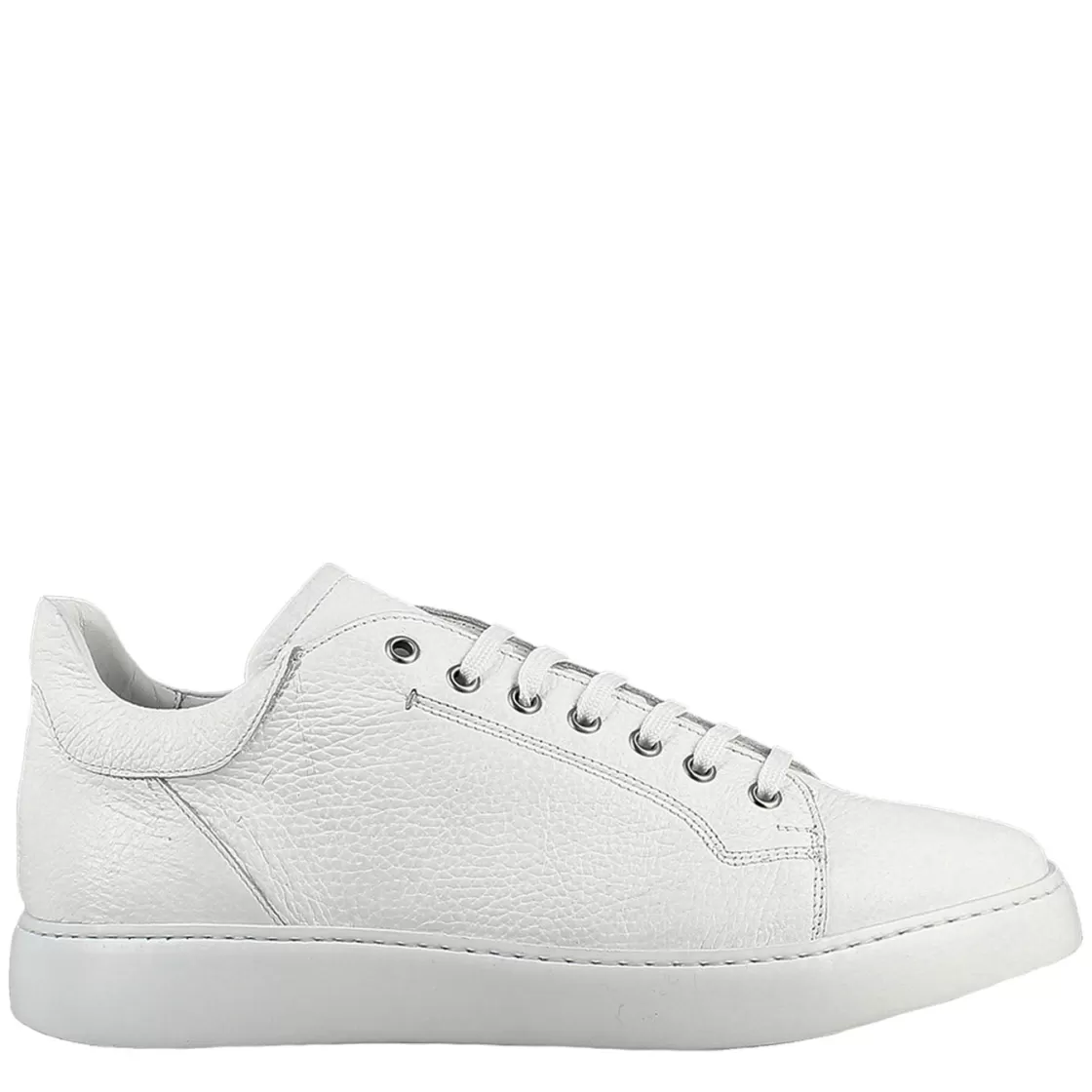 New Leonardo Shoes Sneaker Bianca Elegante Da Uomo In Pelle Liscia Bianco