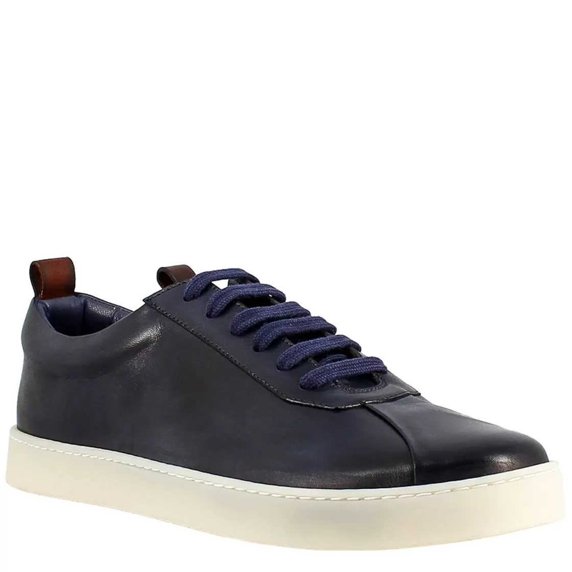 Discount Leonardo Shoes Sneaker Elegante Da Uomo In Pelle Liscia Blu