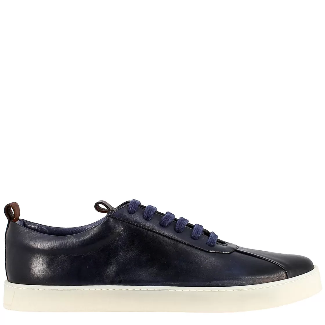 Discount Leonardo Shoes Sneaker Elegante Da Uomo In Pelle Liscia Blu