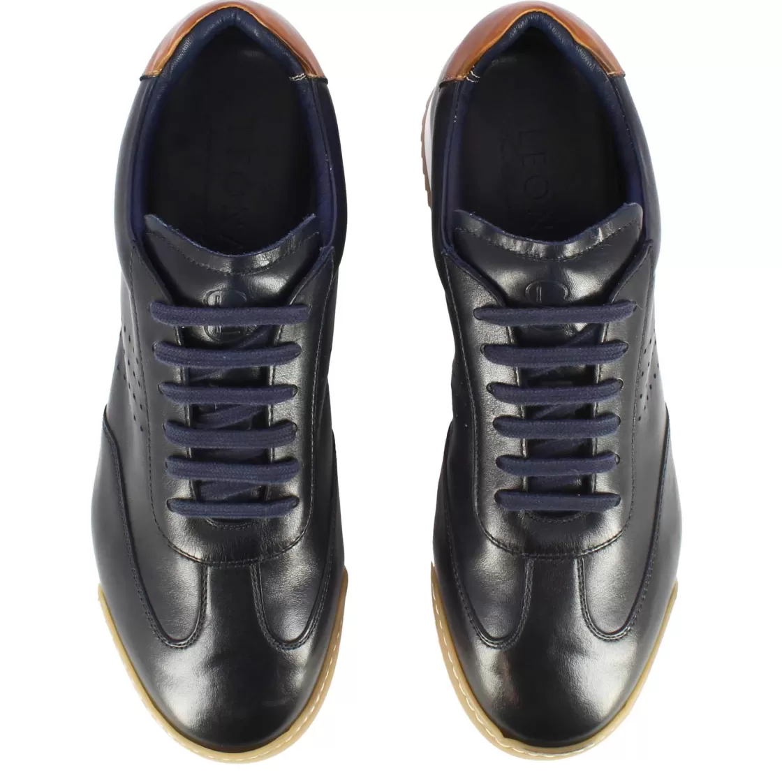 Hot Leonardo Shoes Sneaker Casual Da Uomo In Pelle Colore Blu