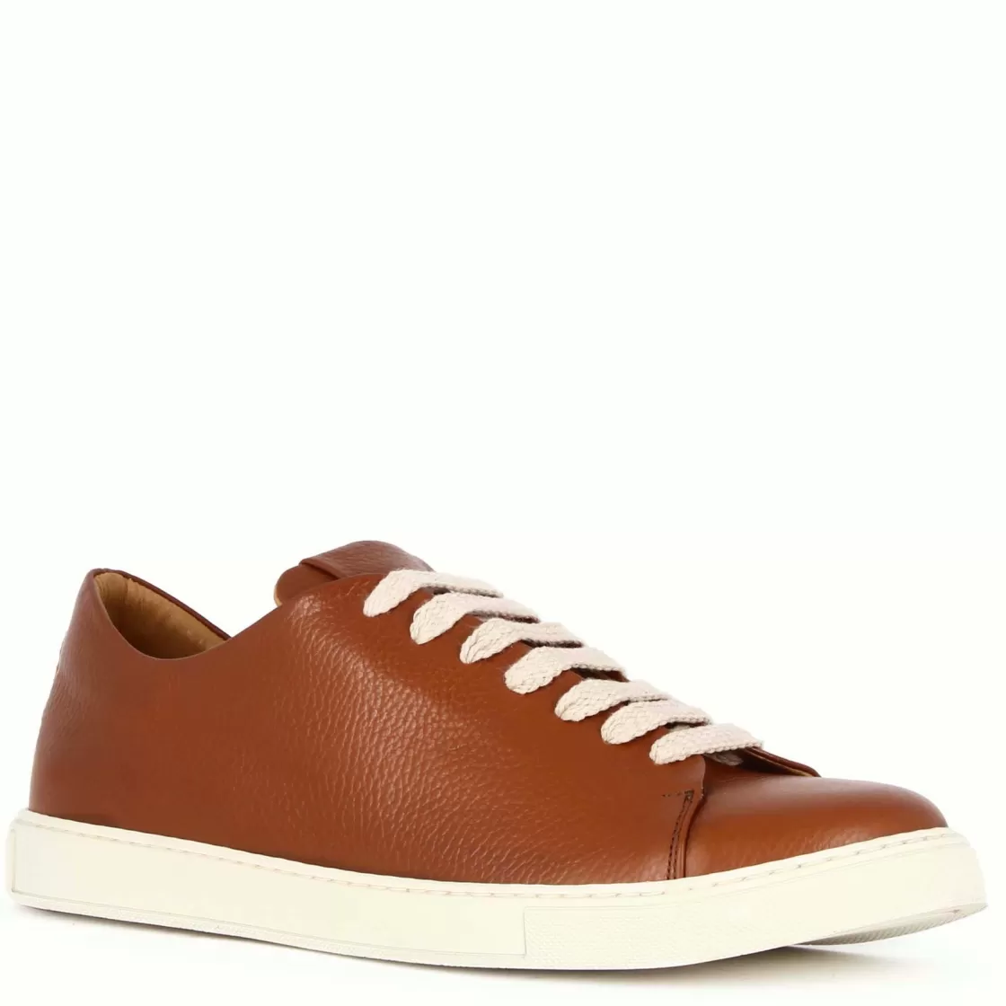 New Leonardo Shoes Sneaker Classica Da Uomo In Pelle Colore Marrone