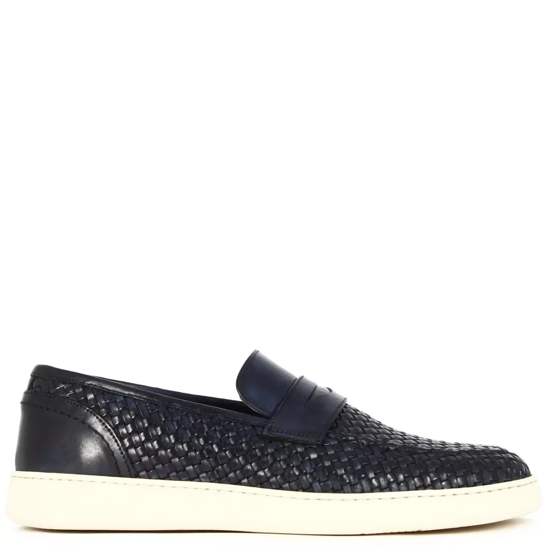 Hot Leonardo Shoes Sneaker Da Uomo Fatta A Mano In Pelle Intrecciata Colore Blu
