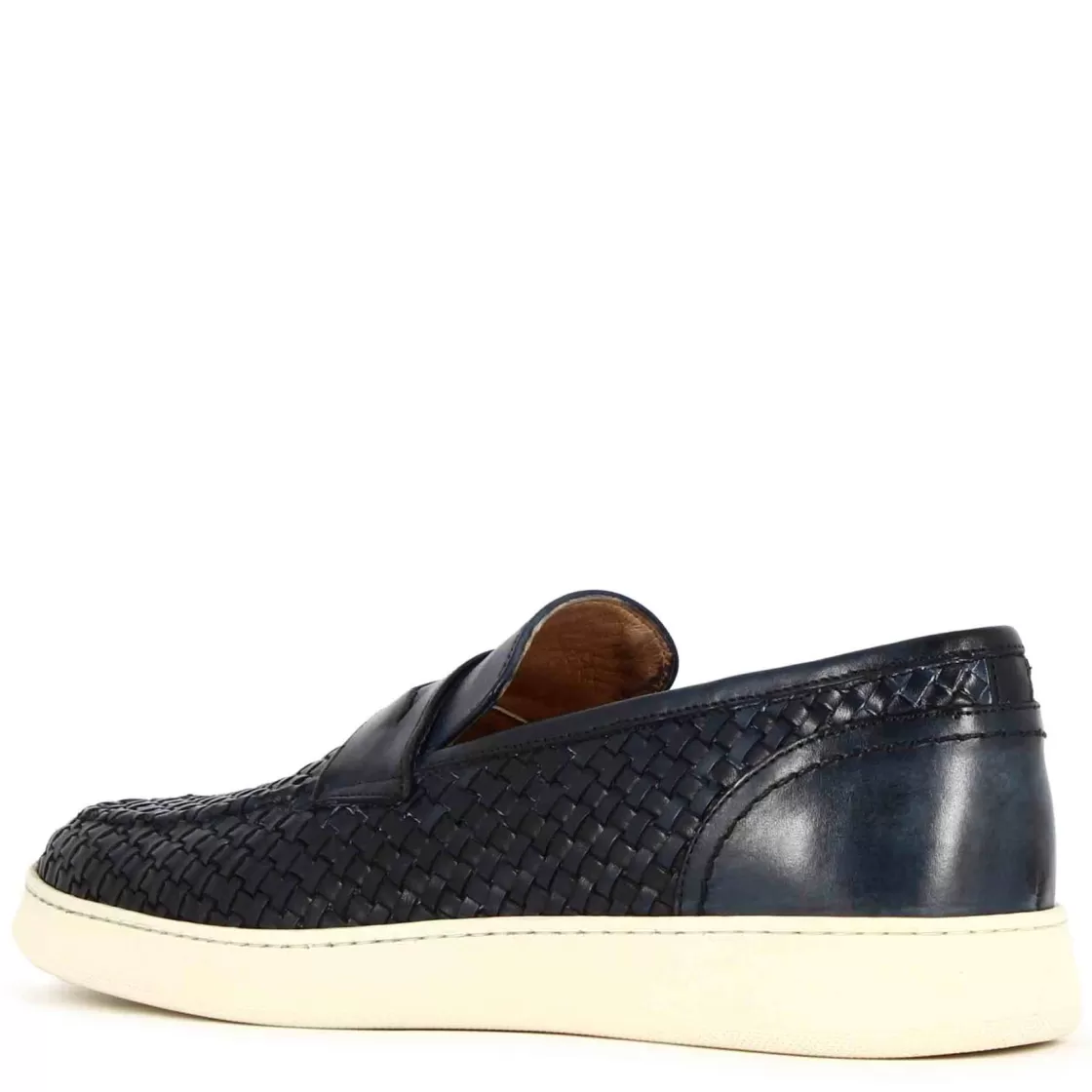 Hot Leonardo Shoes Sneaker Da Uomo Fatta A Mano In Pelle Intrecciata Colore Blu