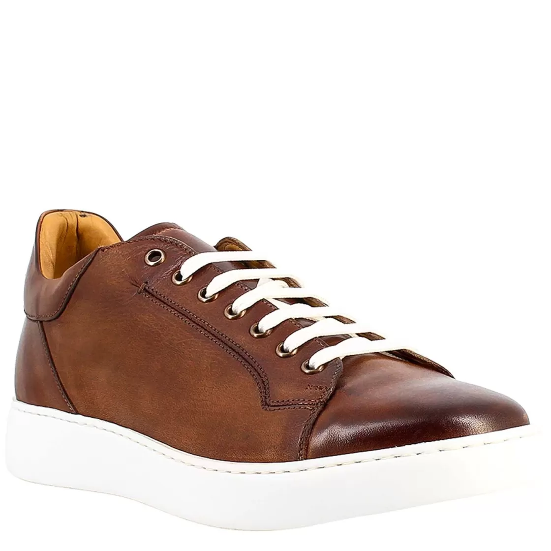 Best Leonardo Shoes Sneaker Elegante Da Uomo In Pelle Liscia Marrone