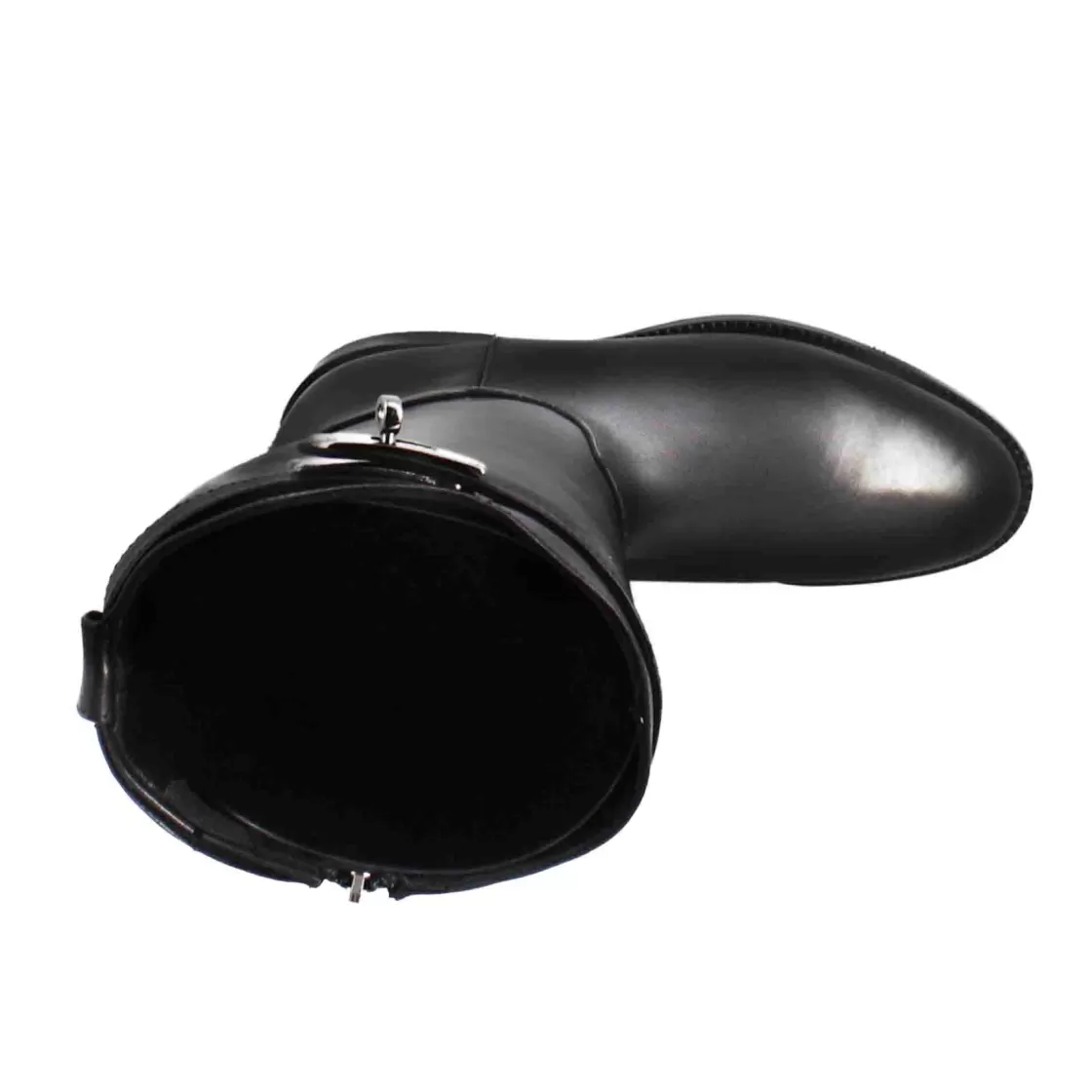 Hot Leonardo Shoes Stivale Al Ginocchio Da Donna Liscio Con Tacco Basso In Pelle Colore Nero