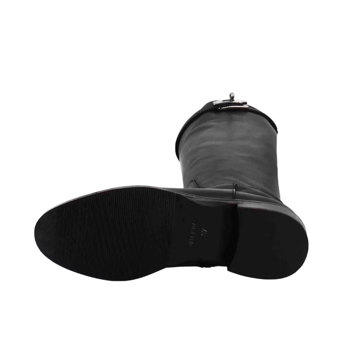 Hot Leonardo Shoes Stivale Al Ginocchio Da Donna Liscio Con Tacco Basso In Pelle Colore Nero