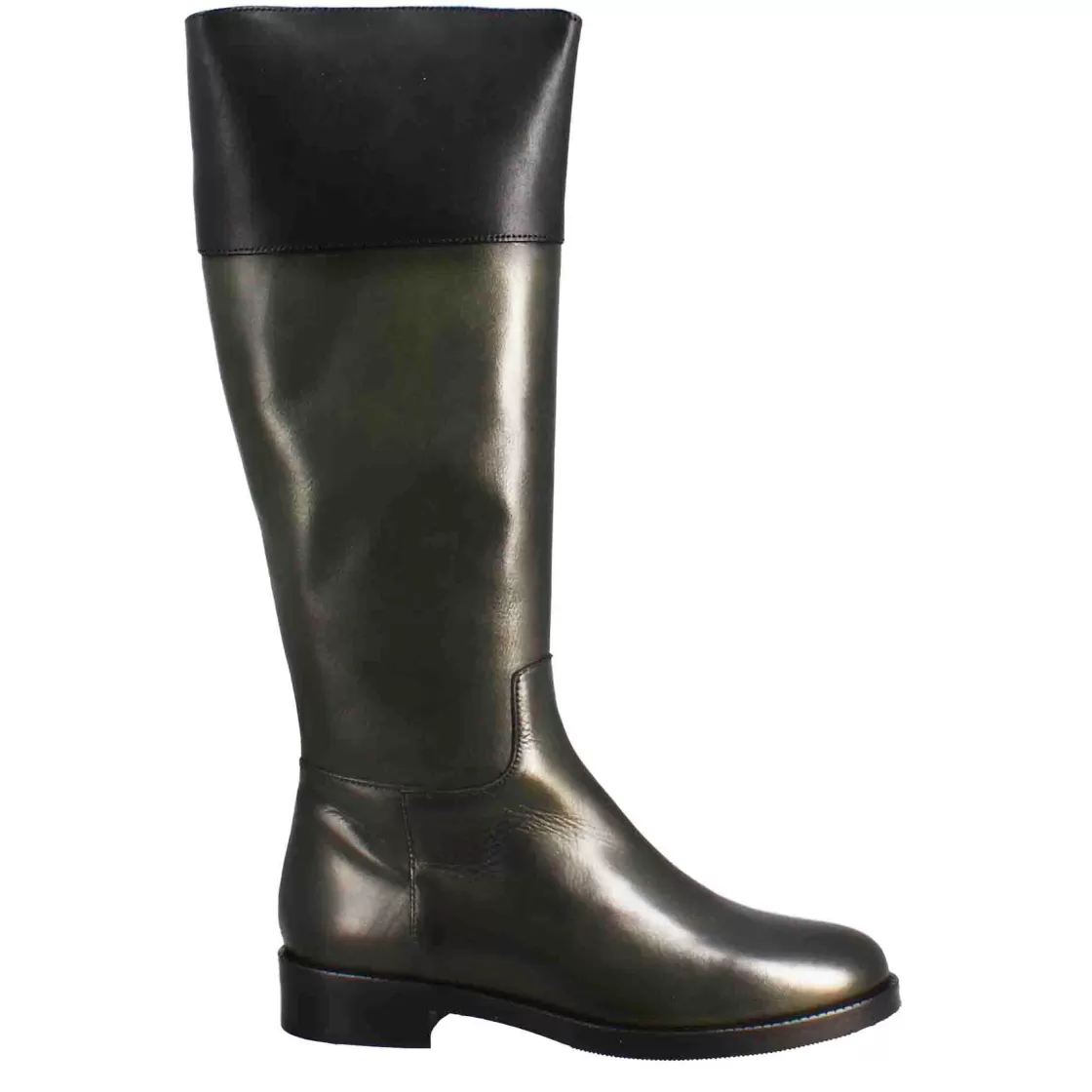Flash Sale Leonardo Shoes Stivale Al Ginocchio Da Donna Liscio Con Tacco Basso In Pelle E Nero Verde