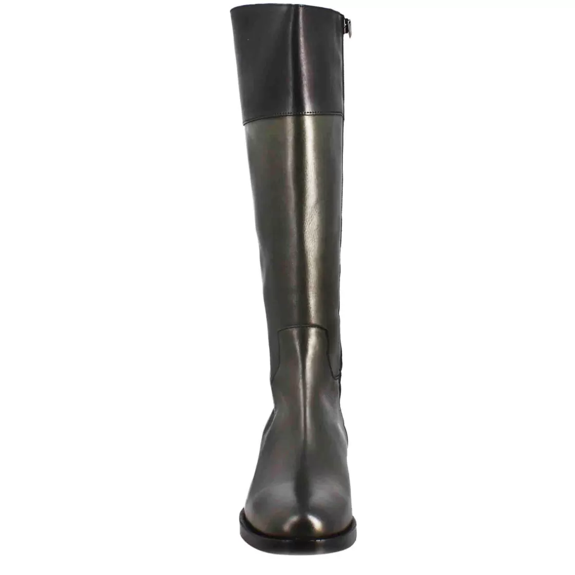 Flash Sale Leonardo Shoes Stivale Al Ginocchio Da Donna Liscio Con Tacco Basso In Pelle E Nero Verde