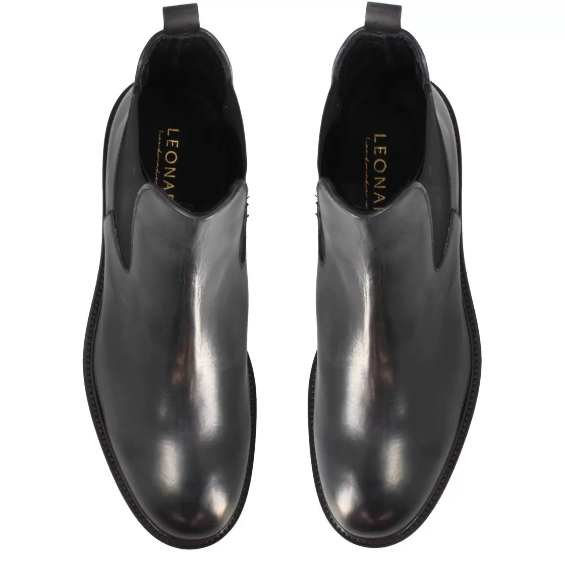 Fashion Leonardo Shoes Stivaletti Chelsea Da Uomo In Vera Pelle Liscia Colore Con Suola Carrarmato Nero