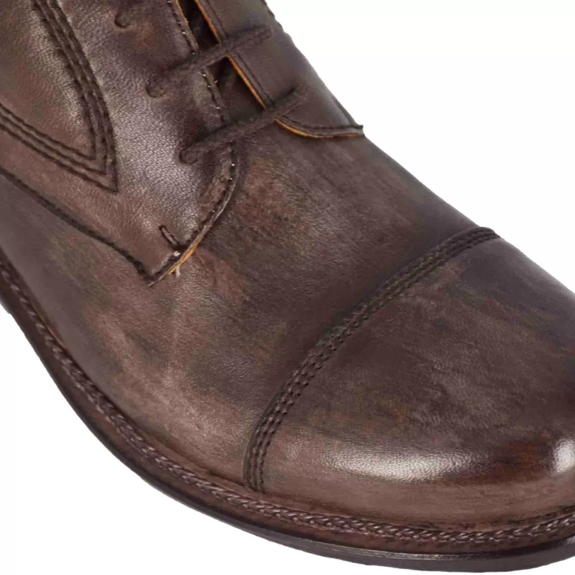 Cheap Leonardo Shoes Stivaletti Da Uomo Allacciati In Pelle Colore Marrone Scuro