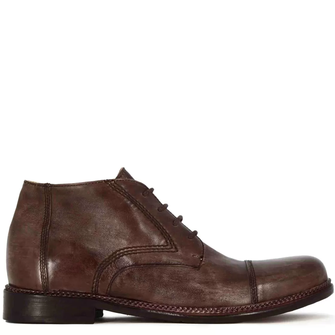 Cheap Leonardo Shoes Stivaletti Da Uomo Allacciati In Pelle Colore Marrone Scuro