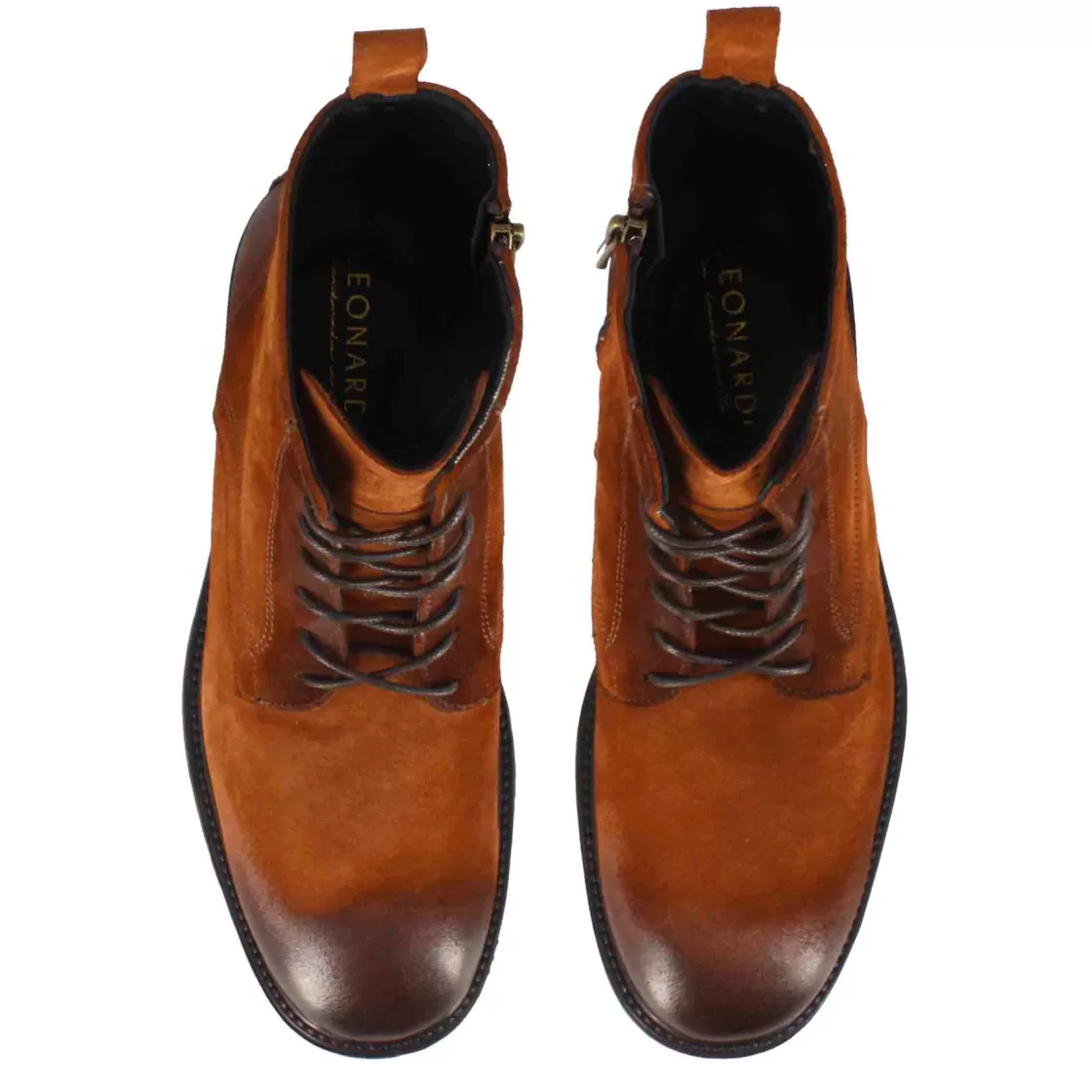 Flash Sale Leonardo Shoes Stivaletti Da Uomo In Vera Pelle Scamosciata Colore Con Allacciatura Marrone